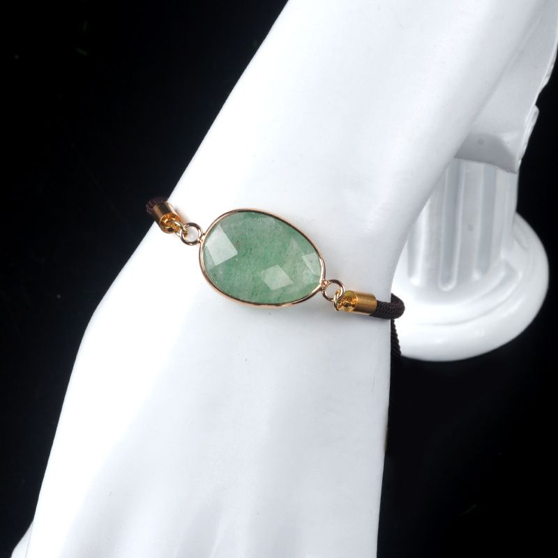 1711-Pulseira de bainha irregular com corte de ametista natural Corda de mão ajustável para casais masculinos e femininos