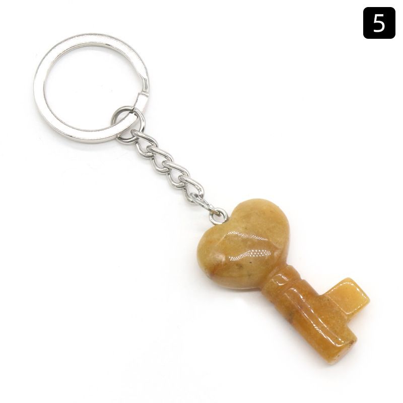 1569 - Chaveiro de Coração de Cristal Natural Chaveiro de Coração Pingente de Fechadura em Forma de Coração DIY Acessório Criativo de Pingente