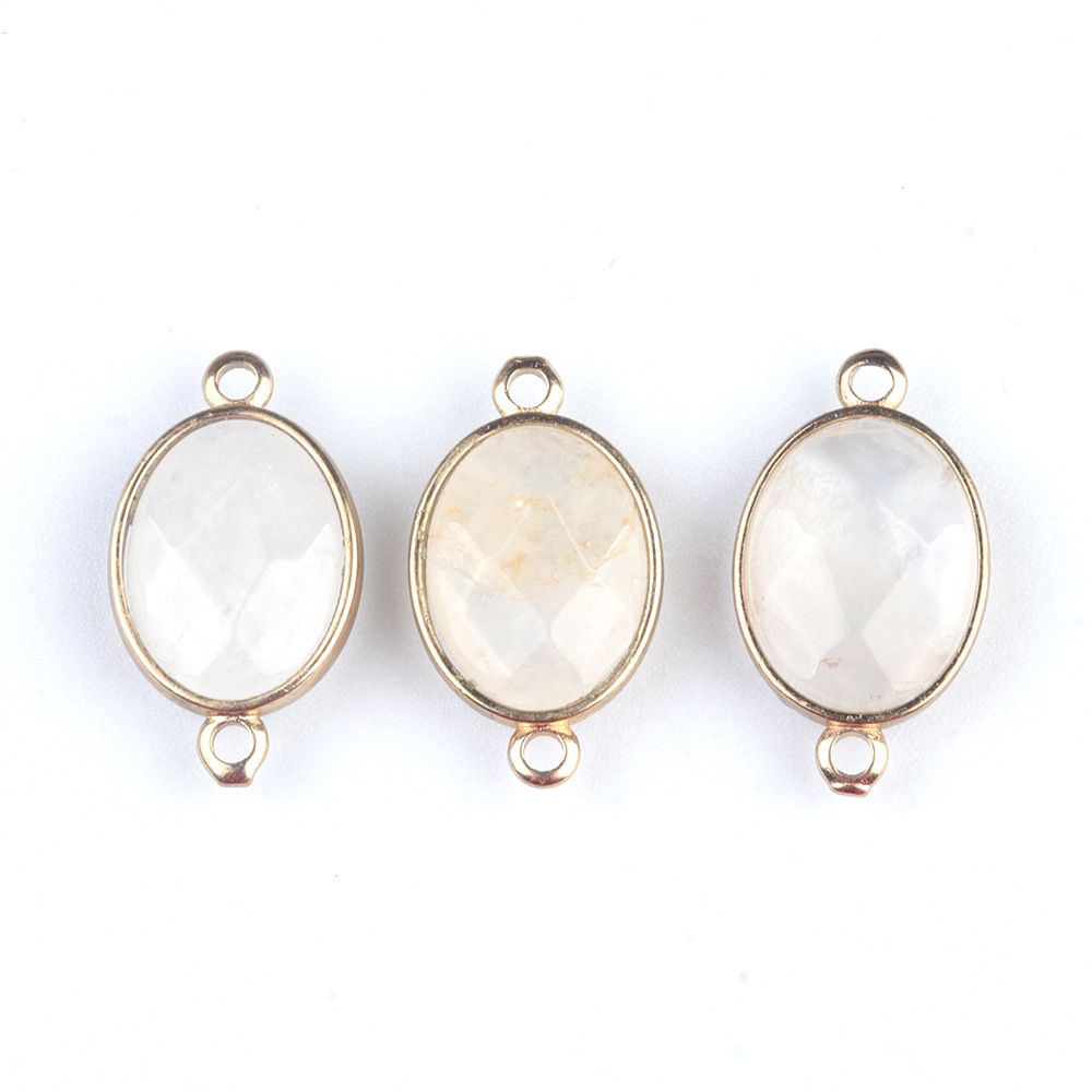 1379-Pingente de seção de bainha oval de ágata de cristal natural colar colar de furo duplo acessórios pulseira módulo