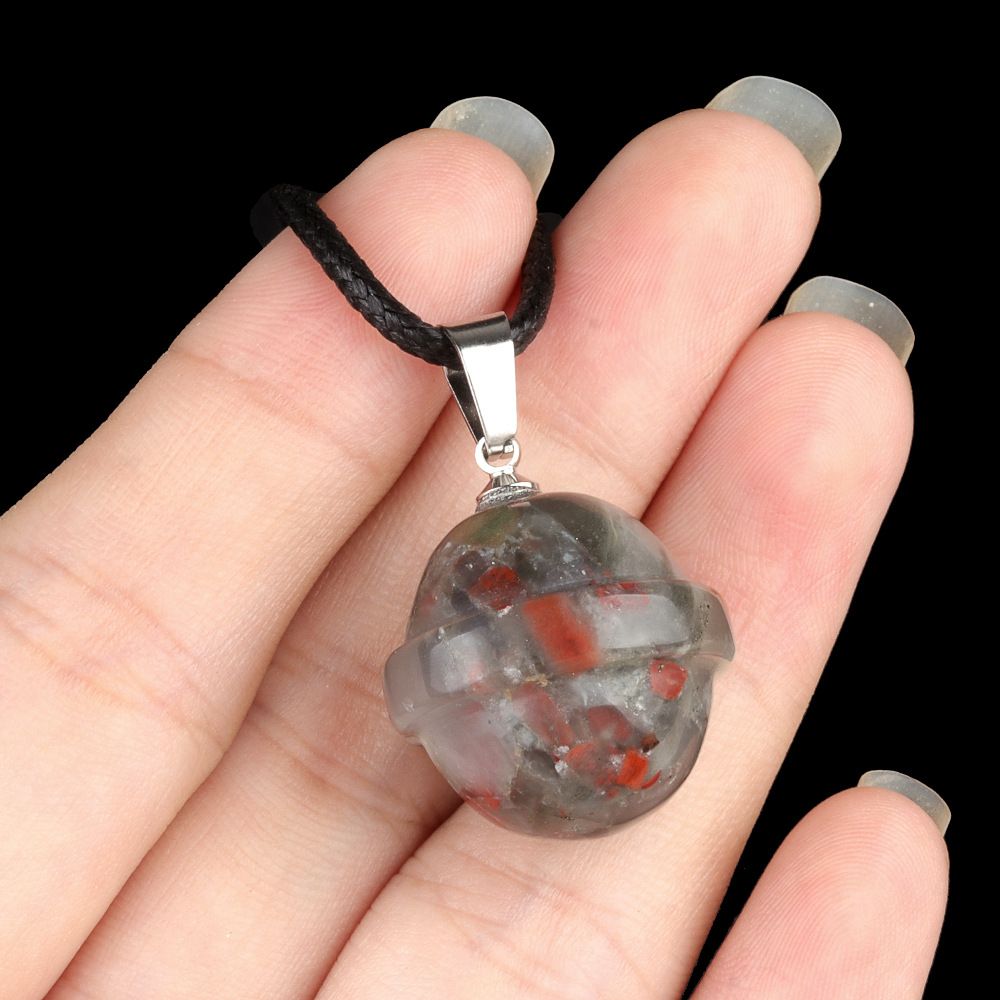 1926-Pingente de planeta de pedra de ágata de cristal natural, planeta galáxia OVNI pingente de universo tridimensional