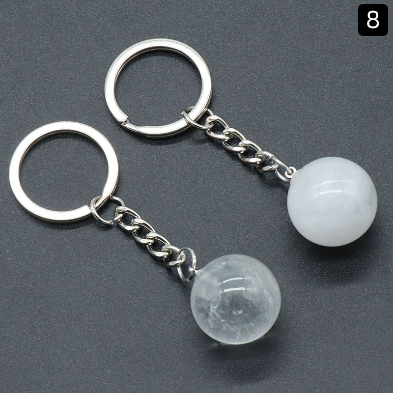 Chaveiro de bola redonda de 1402-20Mm, bolsa de pedra de olho de tigre de ágata de cristal rosa natural, joias de pingente de bola pequena.