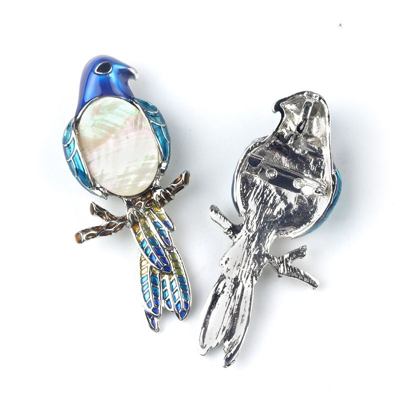 1682-Pingente de broche de papagaio Pingente de broche de gema incrustado com pino de pedra de ágata de cristal, colar