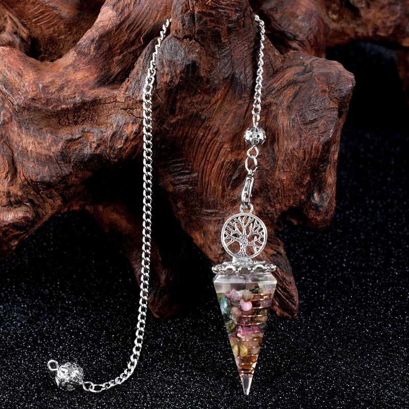 Nova Liga Árvore da Vida Pingente De Resina Pingente De Cristal Meditação Pêndulo De Corrente De Cinto Epóxi Vintage