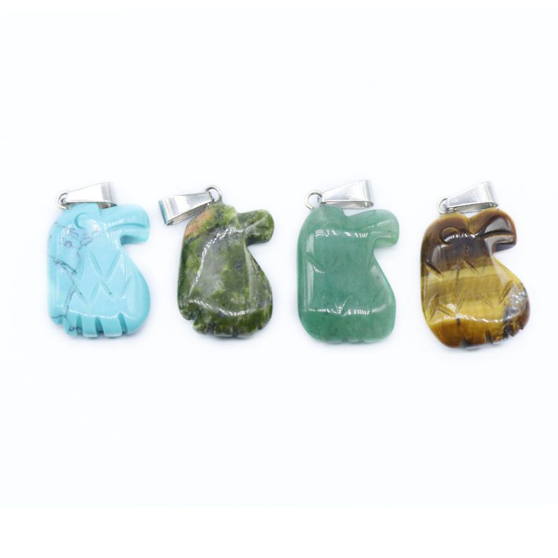 662 Pingente de pássaro gravado, pedra semipreciosa de cristal de ágata 12 pequenos animais gravados em cores mistas, acessórios de colar de mão de pedra natural