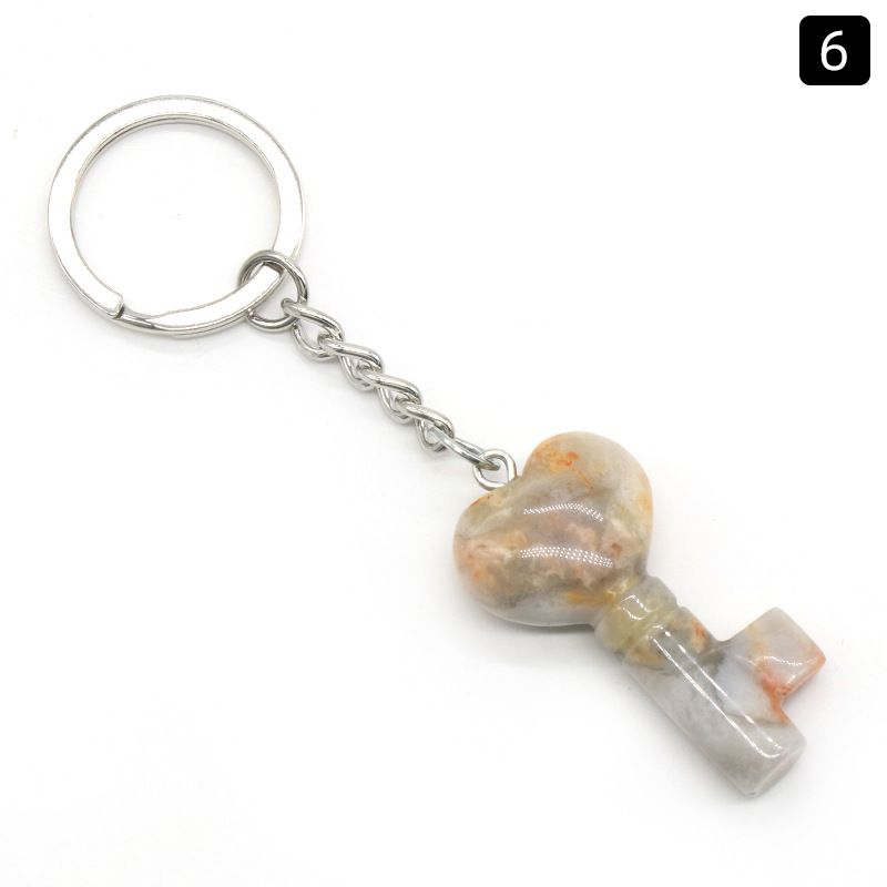 1569 - Chaveiro de Coração de Cristal Natural Chaveiro de Coração Pingente de Fechadura em Forma de Coração DIY Acessório Criativo de Pingente