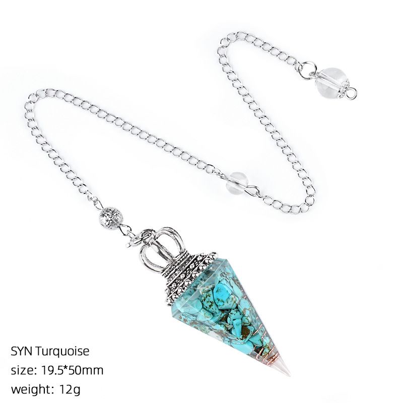 Hot Sale Pingente de Pêndulo de Cristal Natural Crown Yoga Acessórios de Meditação Hexagonal Cone Ajustável Resina de Freqüência Pêndulo