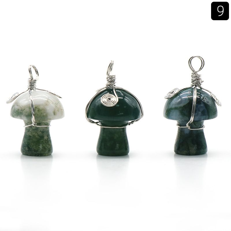1531-Pedra de cristal natural 20mm pequeno cogumelo enrolamento pingente DIY pingente