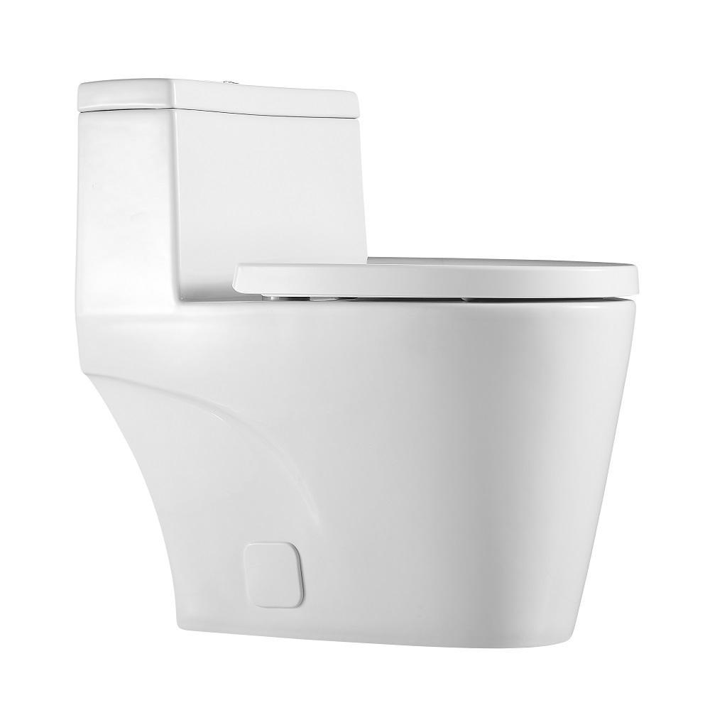 1-Piece 1.28 GPF Dual Flush High Efficiency Elongated Toilet in White, Seat Included