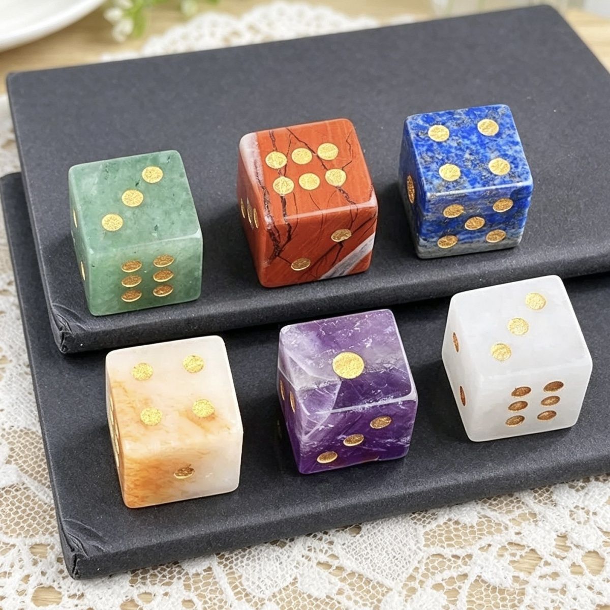 Dados de pedra natural de 16Mm entretenimento de lazer família jogos de tabuleiro adereços esculpindo pontos ângulo reto dados de cristal natural