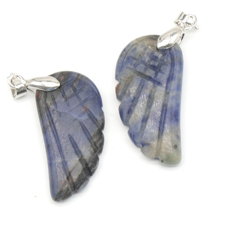 1608-32Mm pingente de asa, pedra de ágata de cristal natural gravado pingente de asa DIY acessórios de jóias