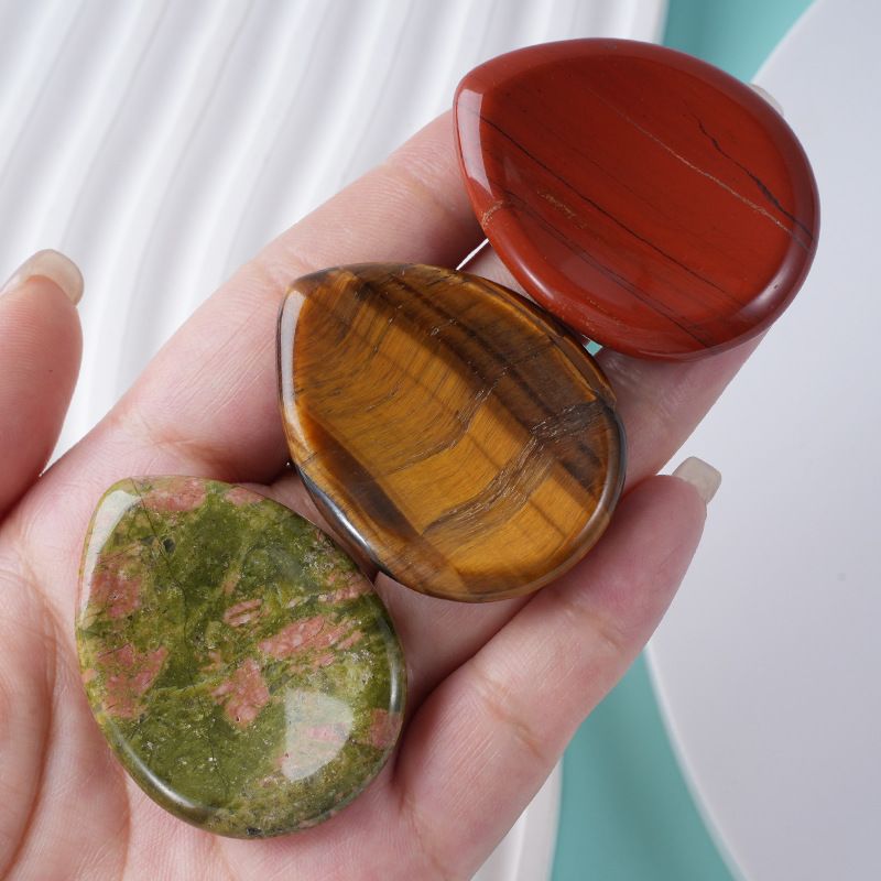 Água gota descompressão palma pedra cristal natural ágata ranhura polegar pressione alça esquecer preocupação pedra