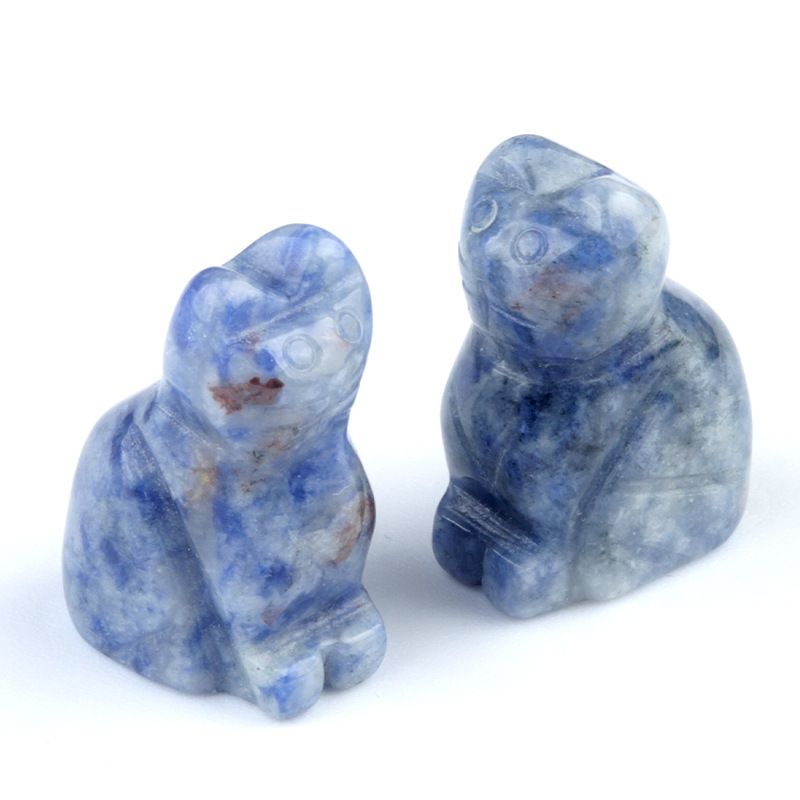 1659-1 polegada de gatinho esculpido em cristal natural de ágata semipreciosa escultura de animais em pé com mini decoração