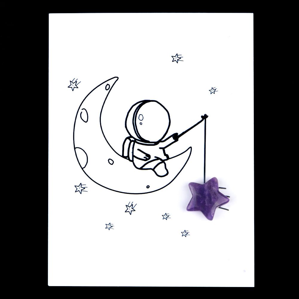 1817-Card Series 15mm Pentagrama Natural Crystal Agate Fun Card