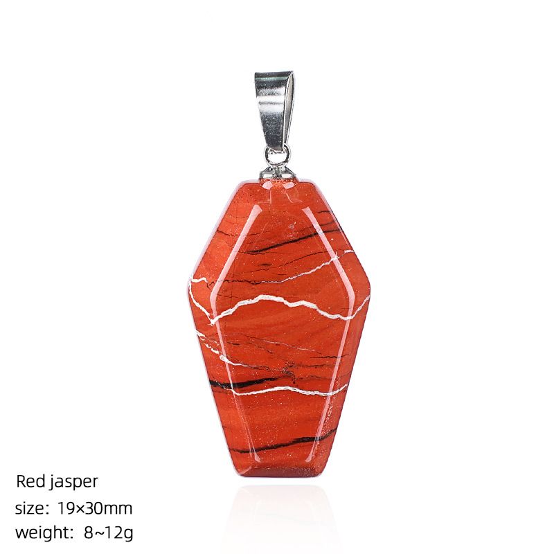Pingente de caixão de cristal natural Europeu e americano Halloween gótico vestido de férias acessórios colar de caixão de pedra preciosa