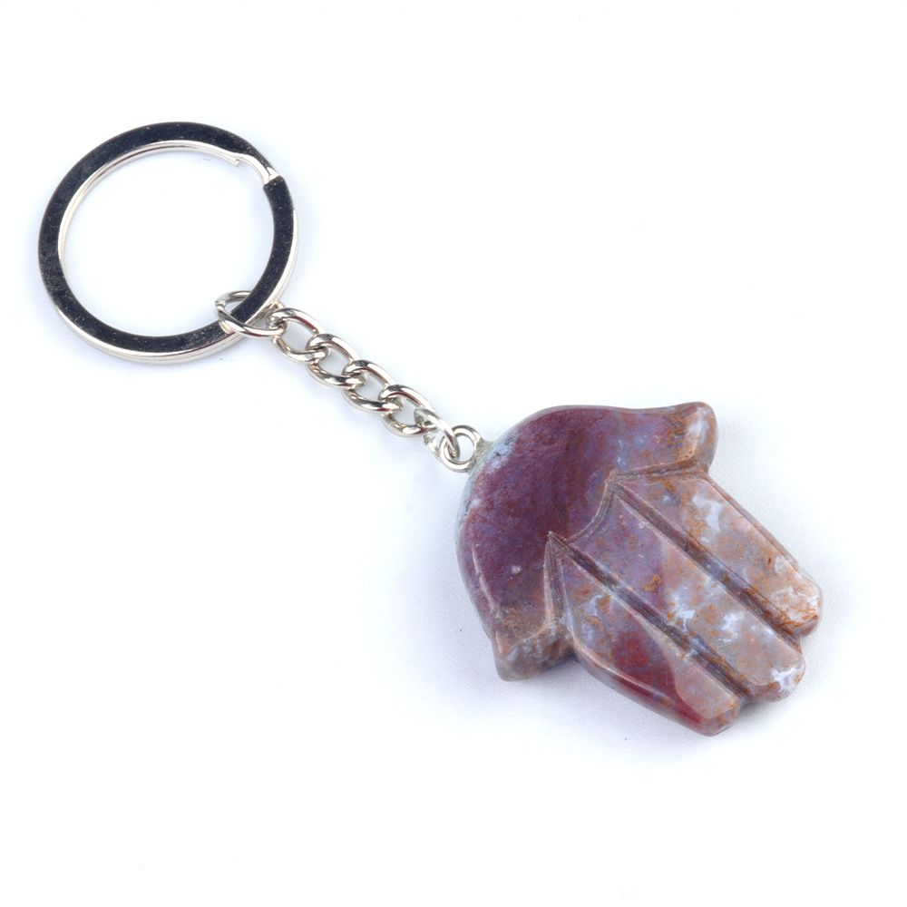 1051-Fátima Mão Keychain Cristal Natural Pedra Palma Keychain, Escultura em Pedra, Bolsa Pingente