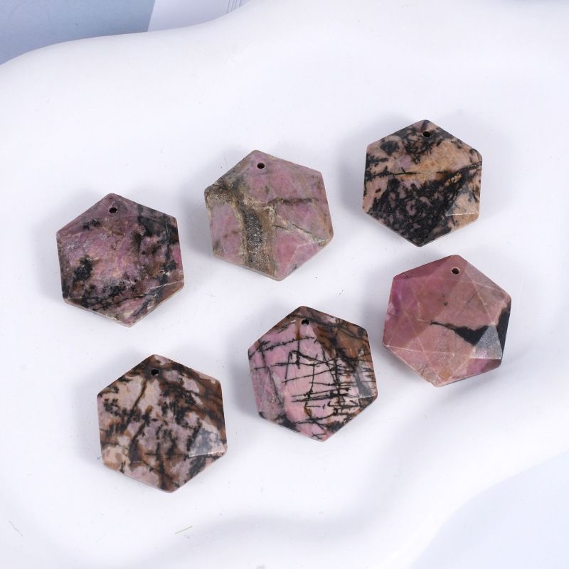 Acessórios de pingente de hexagrama de cristal natural Agate perfurado corte geométrico grande satélite colar de pedra