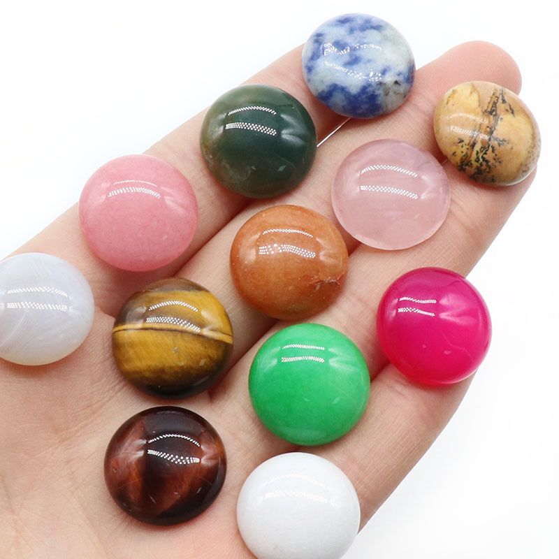 Superfície de anel redondo 1250-18Mm de cristal natural de superfície única curva redonda geométrica DIY jóias incrustadas com acessórios de pedra solta