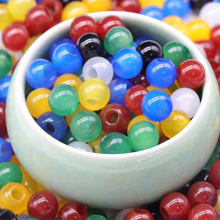 1587 uma abertura de 10mm 4mm azul amarelo verde branco vermelho preto ágata contas redondas grande buraco solto contas DIY tecido acessórios de jóias