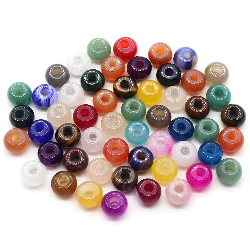 1331-12X18 _ grande furo ábaco 6mm grande furo de cristal natural ágata grande furo contas DIY corda trançada material de corda de mão