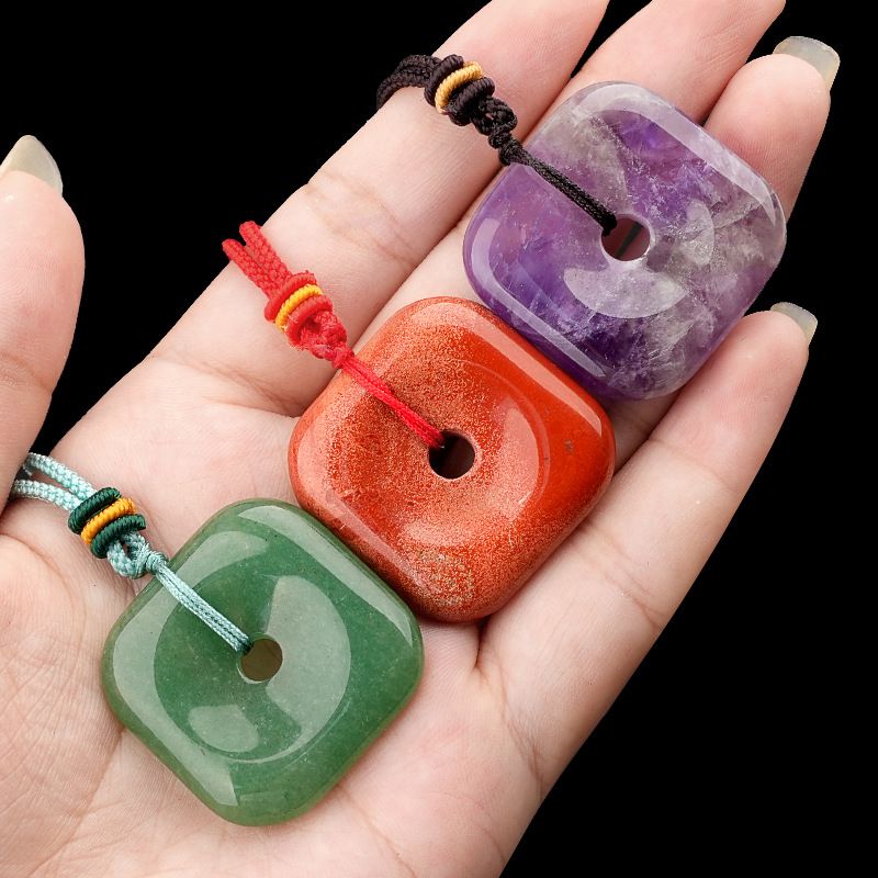2328-Colar de fivela de segurança quadrado tecido de 30 mm de ágata de cristal natural venda quente em pontos turísticos