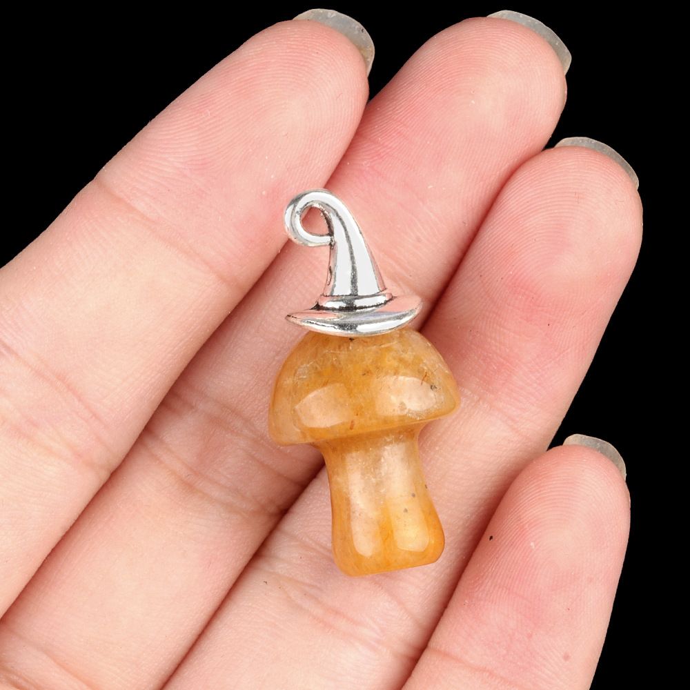 1963-Ágata de cristal natural pedra semipreciosa ametista mágica chapéu de Natal cogumelo pingente acessórios de jóias DIY