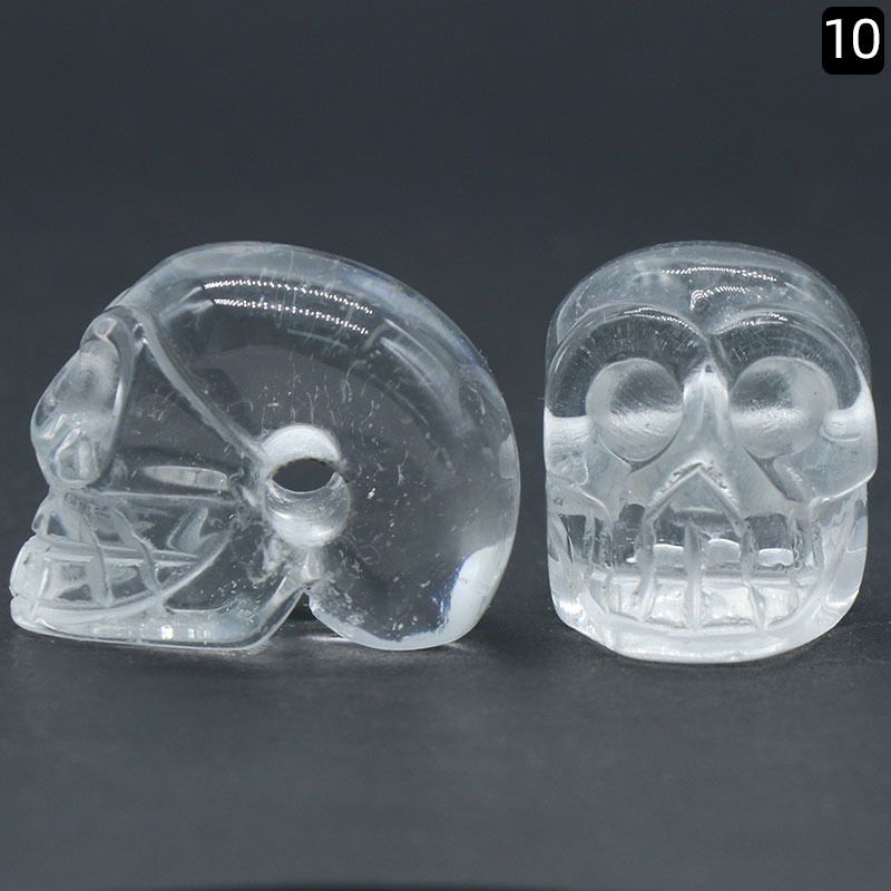 1365-Acessórios de pingente de cabeça fantasma de crânio de pedra semipreciosa de cristal natural, artesanato de Halloween pequenos ornamentos