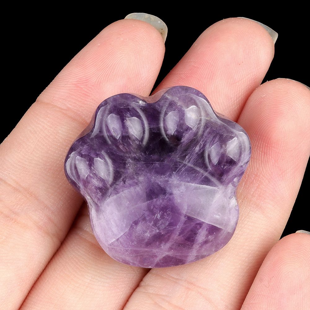 Cristal natural pedra semipreciosa ametista gravada garra de gato urso pata enfeite criativo presente decorativo