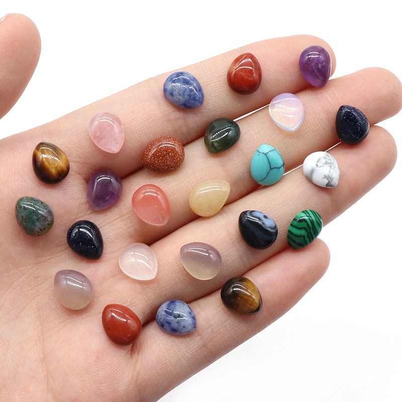 1475-8X10mm superfície do anel de gota de água cristal natural superfície única curva geométrica DIY jóias incrustadas com acessórios de pedra solta