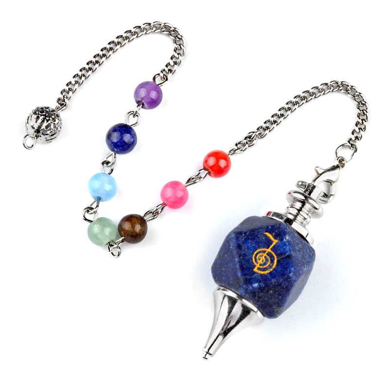 1974-Chakra Cho Ku Rei Natural Amethyst Agate Power Symbol Pêndulo, Pêndulo