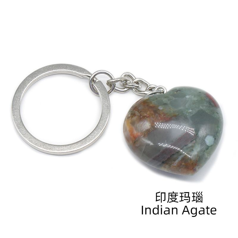 Pedra de ágata de cristal natural 30mm chaveiro do amor, pingente em forma de coração DIY caixa de presente acessórios de jóias
