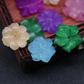 Pétalas de flores gravadas em jade colorido DIY jóias artesanais materiais antigos, gancho de cabelo gancho de cabelo andando acessórios materiais