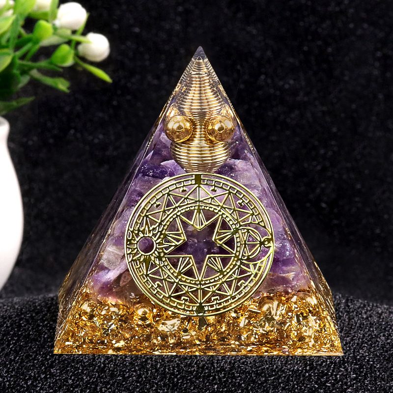 Série 2115-Q Pirâmide de cascalho de cristal de 6cm, ornamento doméstico de artesanato de resina epóxi