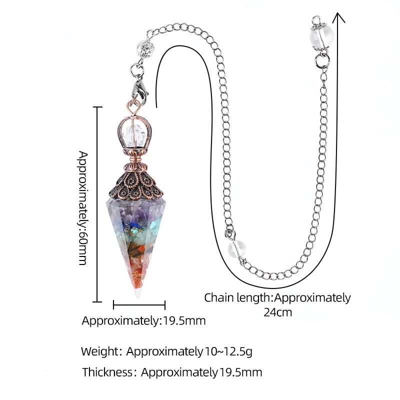 Cristal Pêndulo Cascalho Epóxi Cobre Antigo Ponta Única Hexagonal Cone Yoga Acessórios de Meditação Pêndulo de Freqüência Ajustável