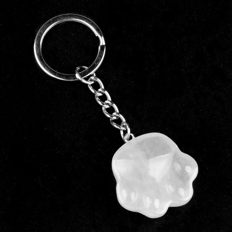 1976-Natural cristal ágata pedra 30mm gato pata chaveiro chaveiro saco de escola pingente presente casal