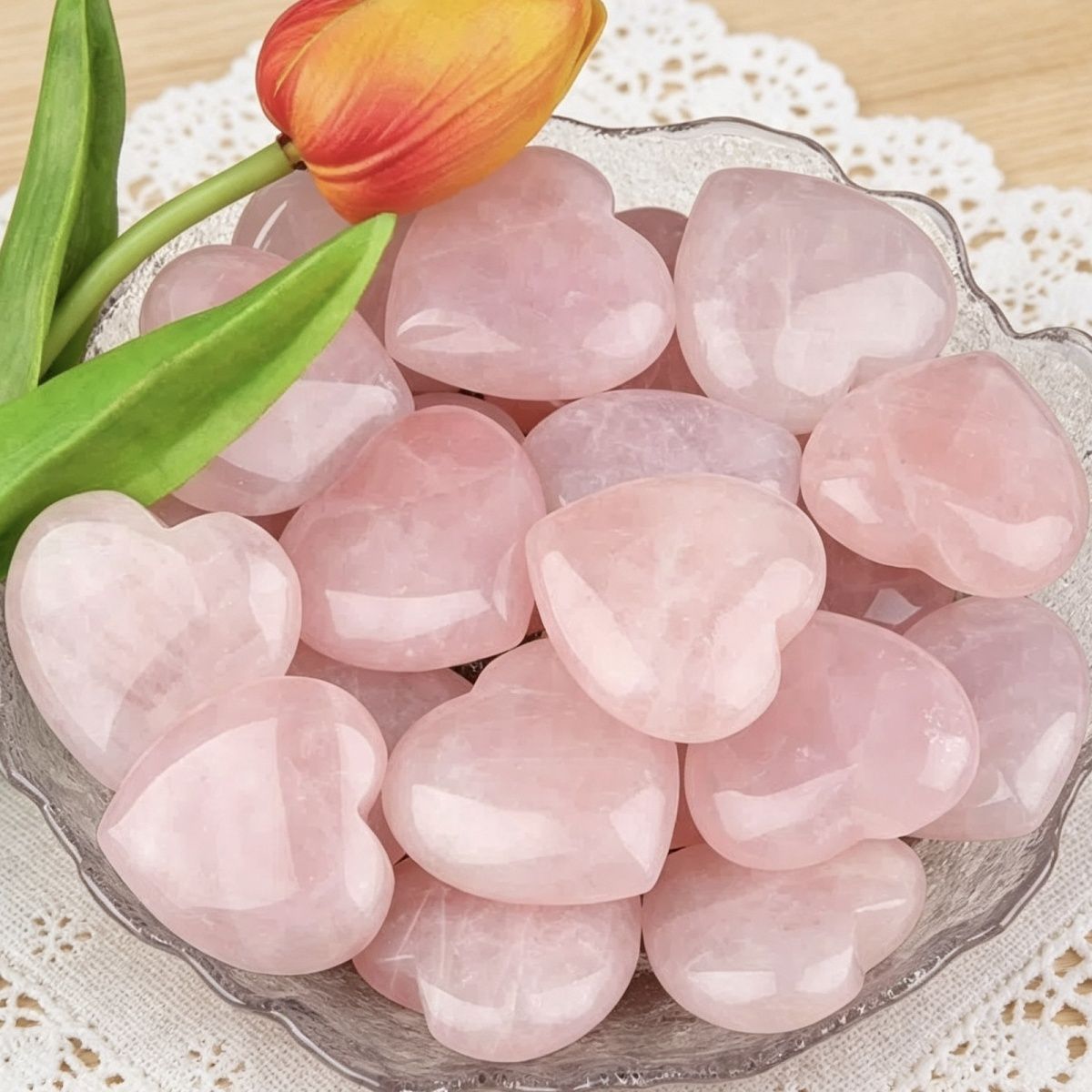 2321-4Cm Natural Pink Crystal Big Love Rose Crystal Play Coração Ornamento Casa Artesanato Ornamento