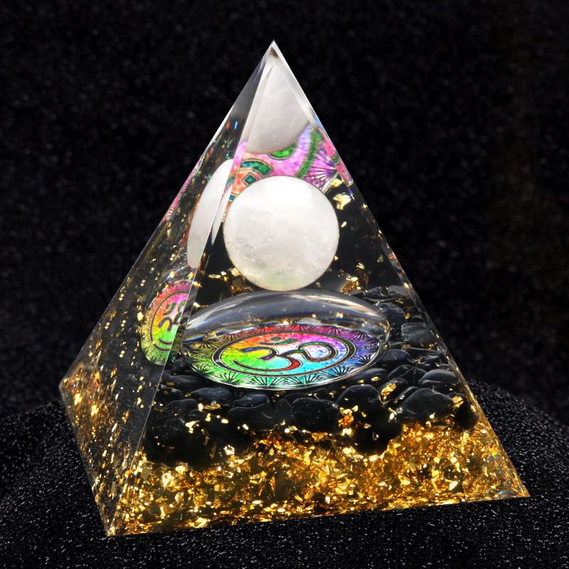2126-Ágata de cristal 5cm de cascalho pirâmide Resina epóxi escritório doméstico enfeite de mesa artesanato