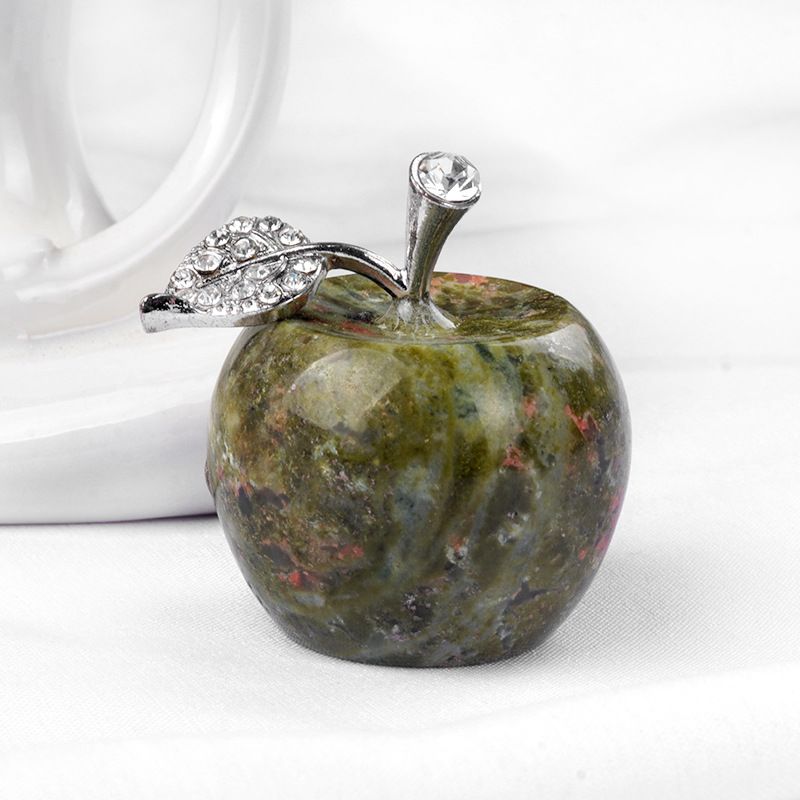Maçã grande 1742-30Mm, ornamento de pedra de cristal natural, ornamento de maçã de cristal de Natal na véspera de Natal