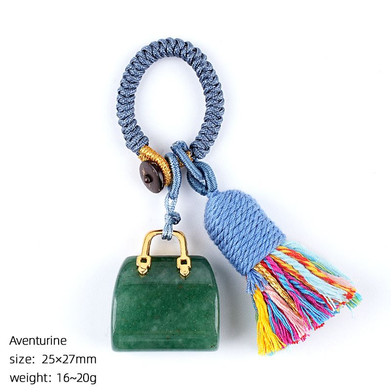 2485 Pedra natural semi-preciosa saco chaveiro criativo mão-tecido carro roupas acessórios cristal ágata pingente