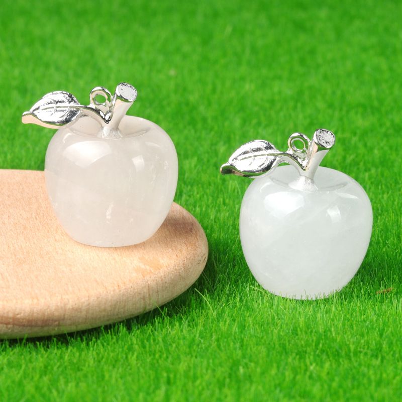 1718-Mini Pingente de Maçã de Cristal Natural Pingente de Maçã Pequeno, Véspera de Natal