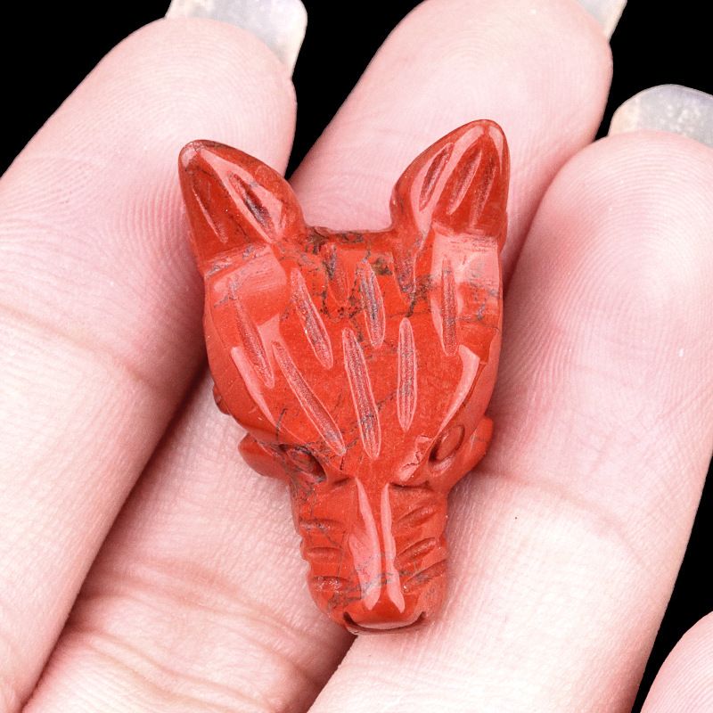 2118-Pó de ametista natural cristal olho de tigre escultura cabeça de lobo artesanato animal pequeno ornamento
