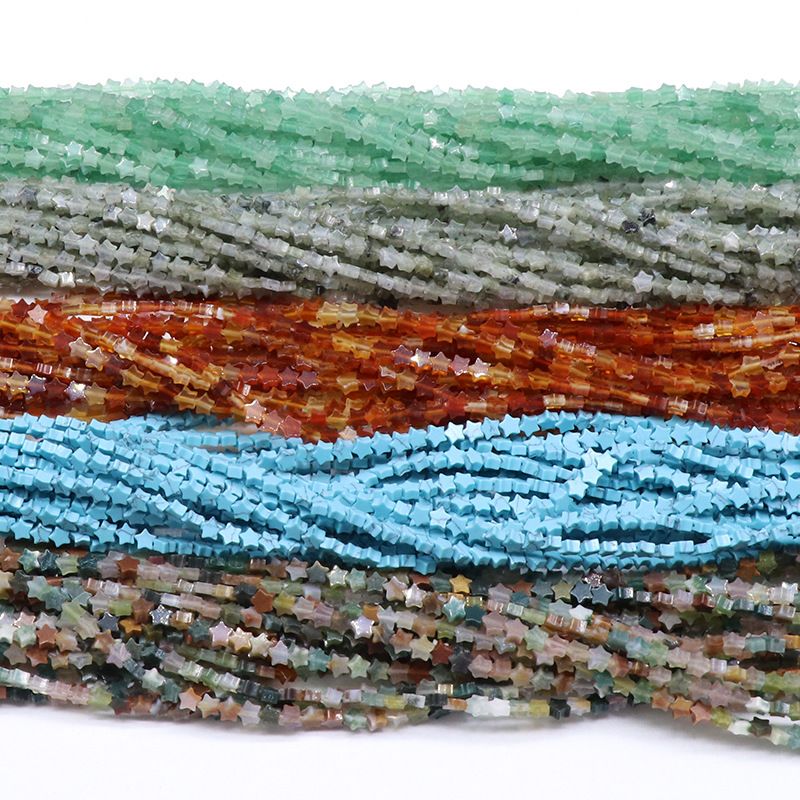 Contas de estrela de cinco pontas de jade de ágata de cristal, contas soltas de estrela DIY pulseira colar brincos acessórios materiais