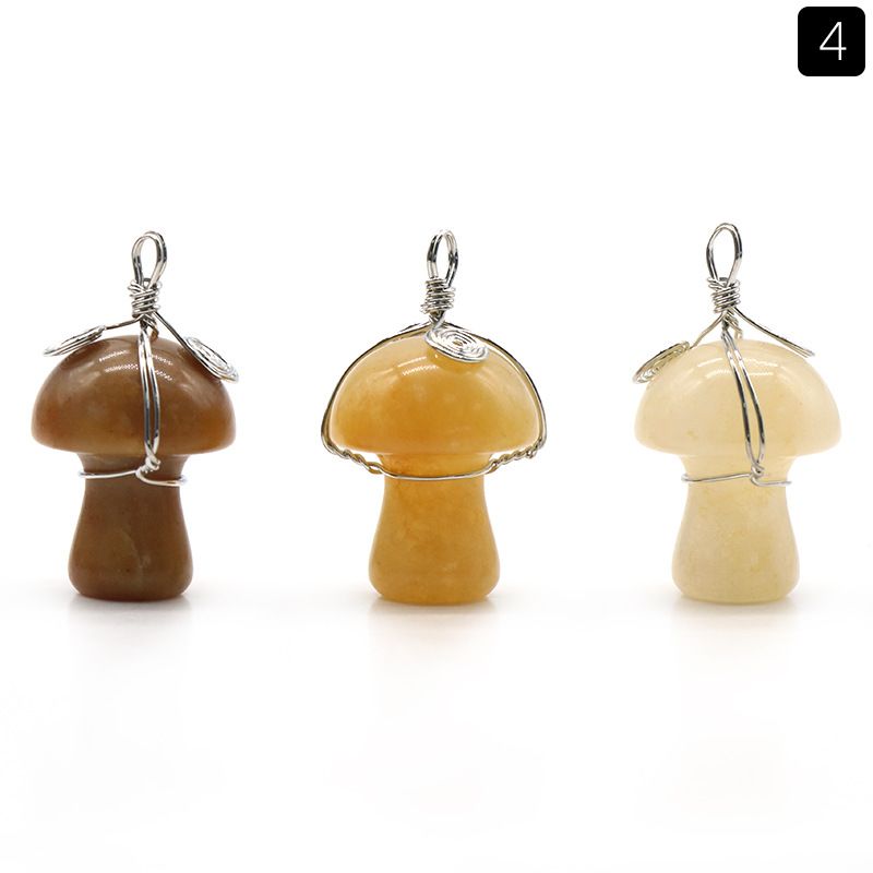 1531-Pedra de cristal natural 20mm pequeno cogumelo enrolamento pingente DIY pingente