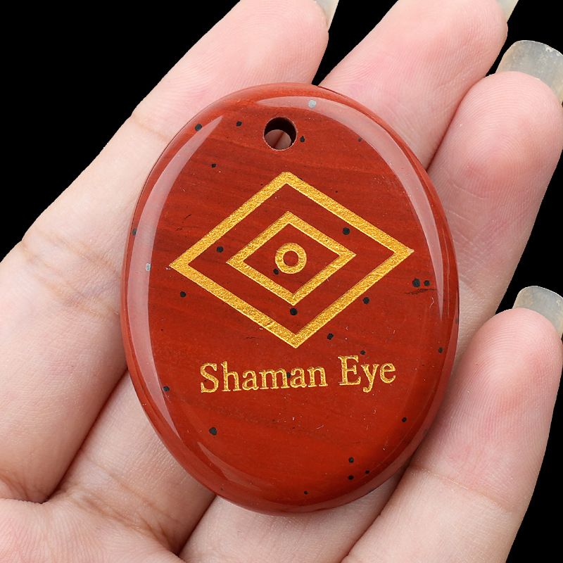 2335-Pingente de letras de pedra de palma de pedra de cristal natural Shaman Eye