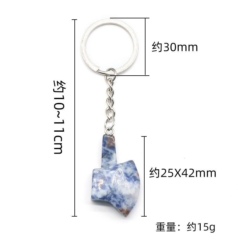 1329-Ágata de cristal natural 42mm pequeno machado chaveiro pingente bonito saco de jóias pingente pequeno presente