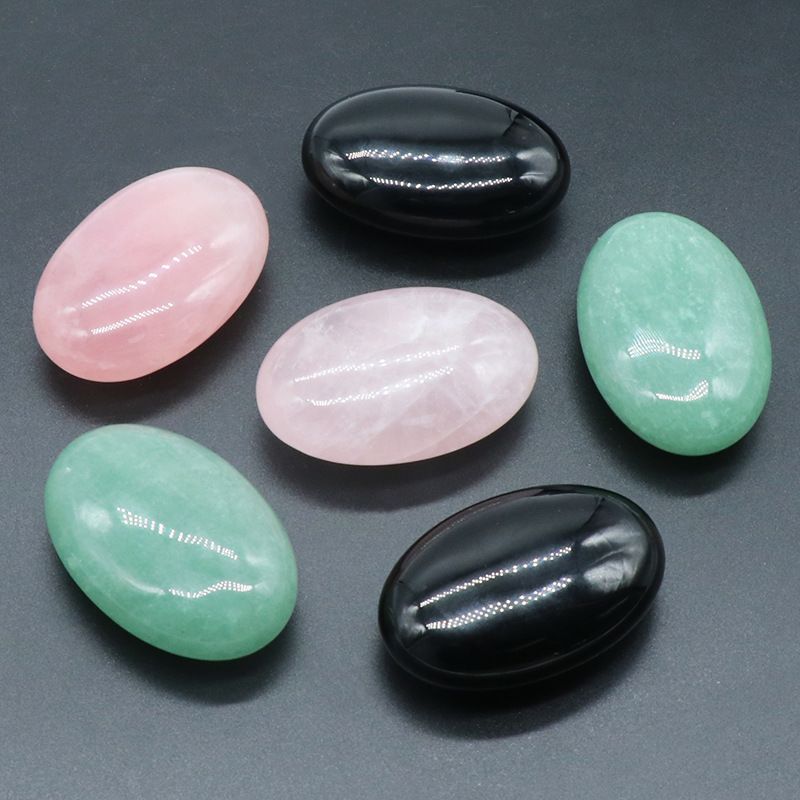 1130-40 * 60MM sabonete de cristal em pó natural cabo de mão jóias obsidiana verde dongling caixa de massagem pedra