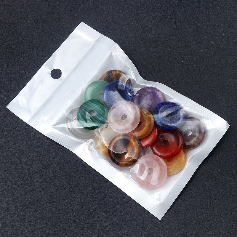 1641-12 ~ 16mm fivela de segurança, pingente de donut de pedra de ágata de cristal, anel de furo grande acessórios de jóias DIY