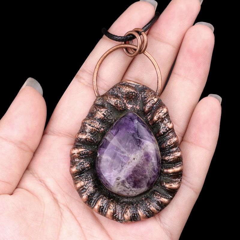 2156-Colar vintage de cristal de ágata incrustada em pedra semipreciosa colar de jóias versáteis da moda