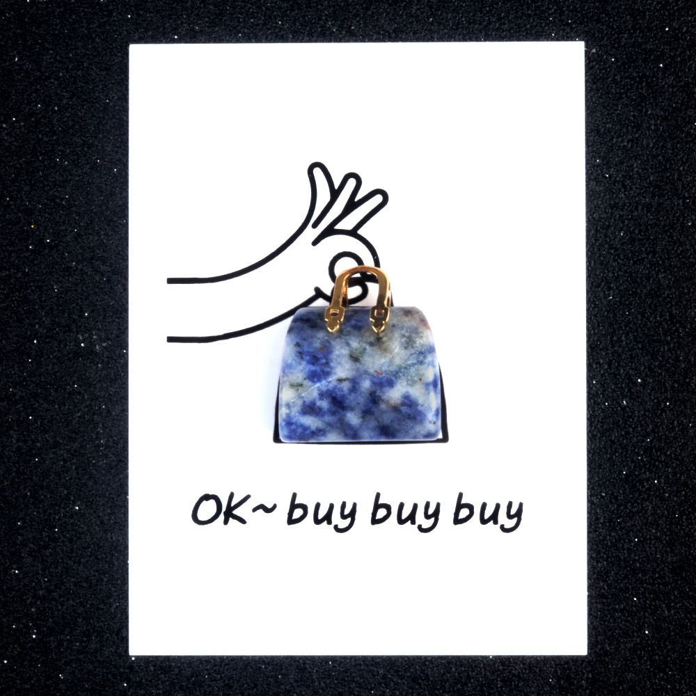 1801-Card Series Natural Crystal Agate 28mm Bag Cartão criativo divertido