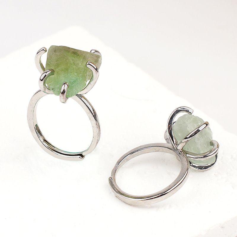 2342-Novo Anel de Ametista Natural Vintage Pedra De Cristal Áspera Suporte De Cobre De Seis Garras Anel Aberto
