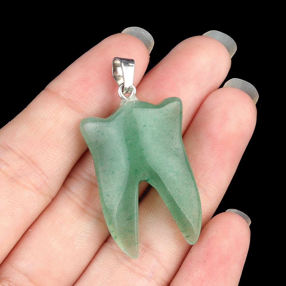 1919-32Mm pingente de dente de pedra de cristal natural de ágata colar DIY pingente de jóias material